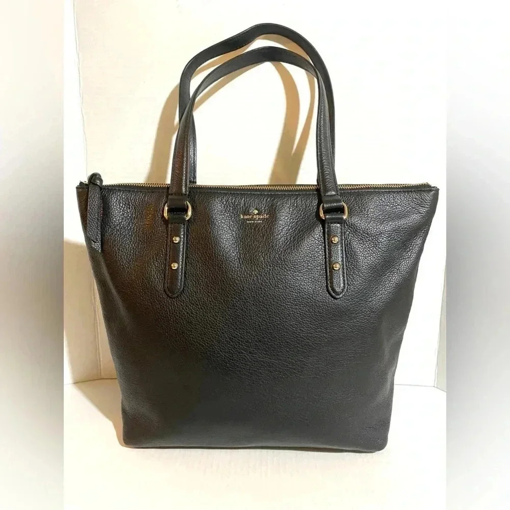 Kate spade black pebbled leather satchel handbag